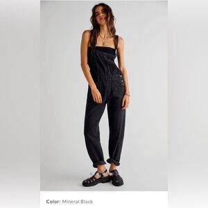 Black Denim Overalls with Adjustable Straps. Ziggy overalls